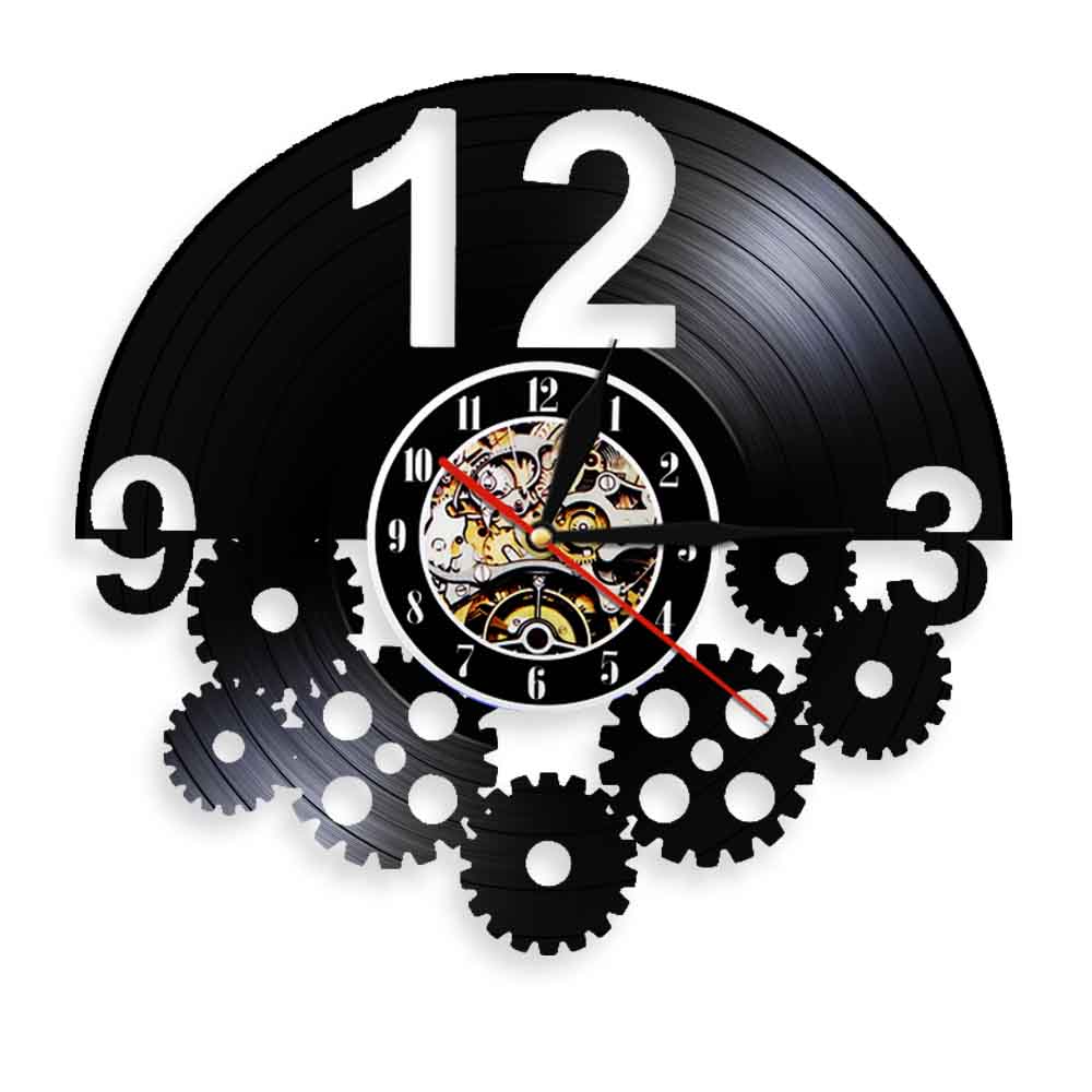 Cycling Gear Gifts - Zahnräder und Ritzel Vinyl-Schallplatten-Wanduhr Steampunk-Ornamente Wanduhr-Dekor
