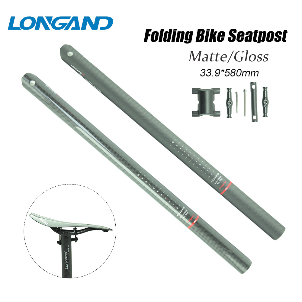 Carbon Fiber Saddle - LONGAND Carbonfaser-Faltsattelstütze 33,9x580mm Matt/Glänzend Ultraleichte Fahrradsattelstütze
